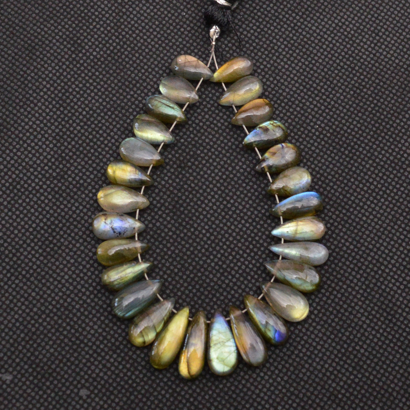 28 Pcs 83 Cts Natural Labradorite Drop Beads Side Drilled Briolette Gemstone 13x4 10x4mm 18658