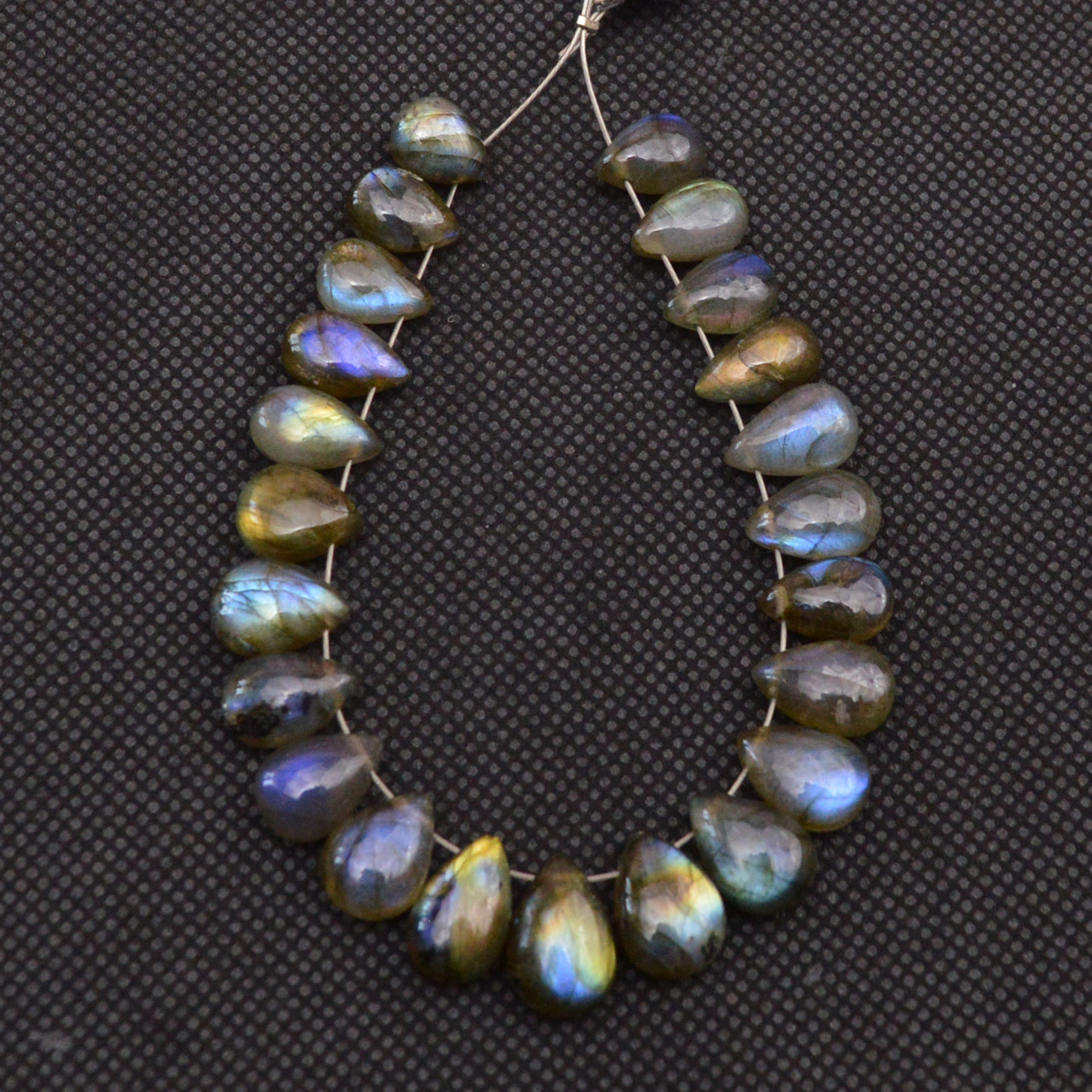 23 Pcs 83 Cts Natural Labradorite Drop Beads Side Drilled Briolette Gemstone 9x6 7x5mm 18659
