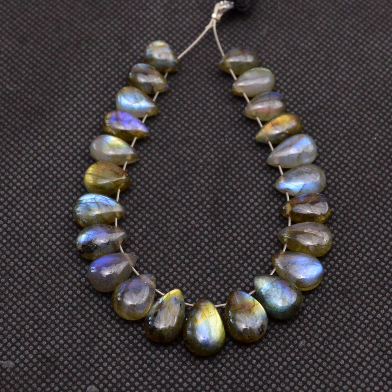 23 Pcs 83 Cts Natural Labradorite Drop Beads Side Drilled Briolette Gemstone 9x6 7x5mm 18659