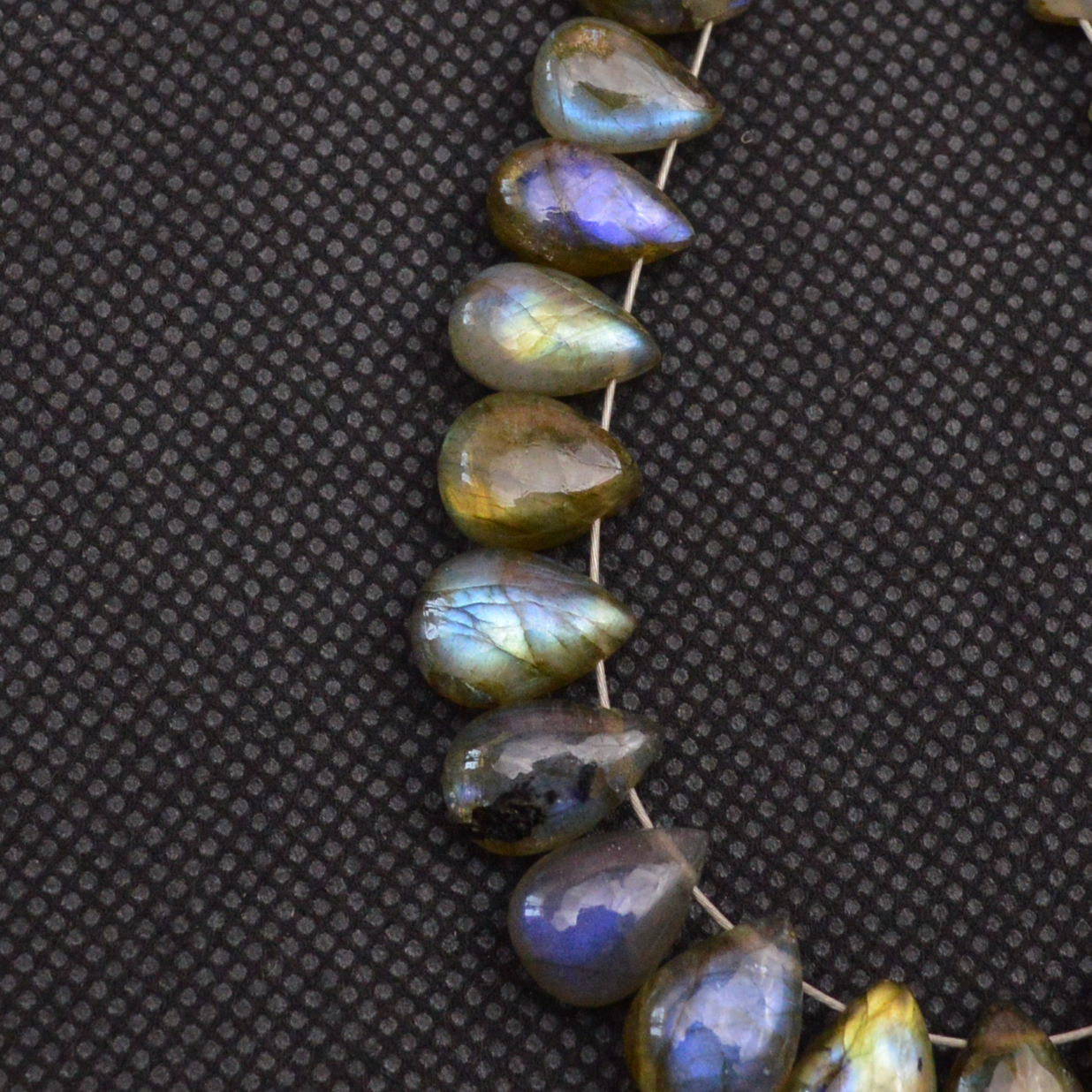 23 Pcs 83 Cts Natural Labradorite Drop Beads Side Drilled Briolette Gemstone 9x6 7x5mm 18659