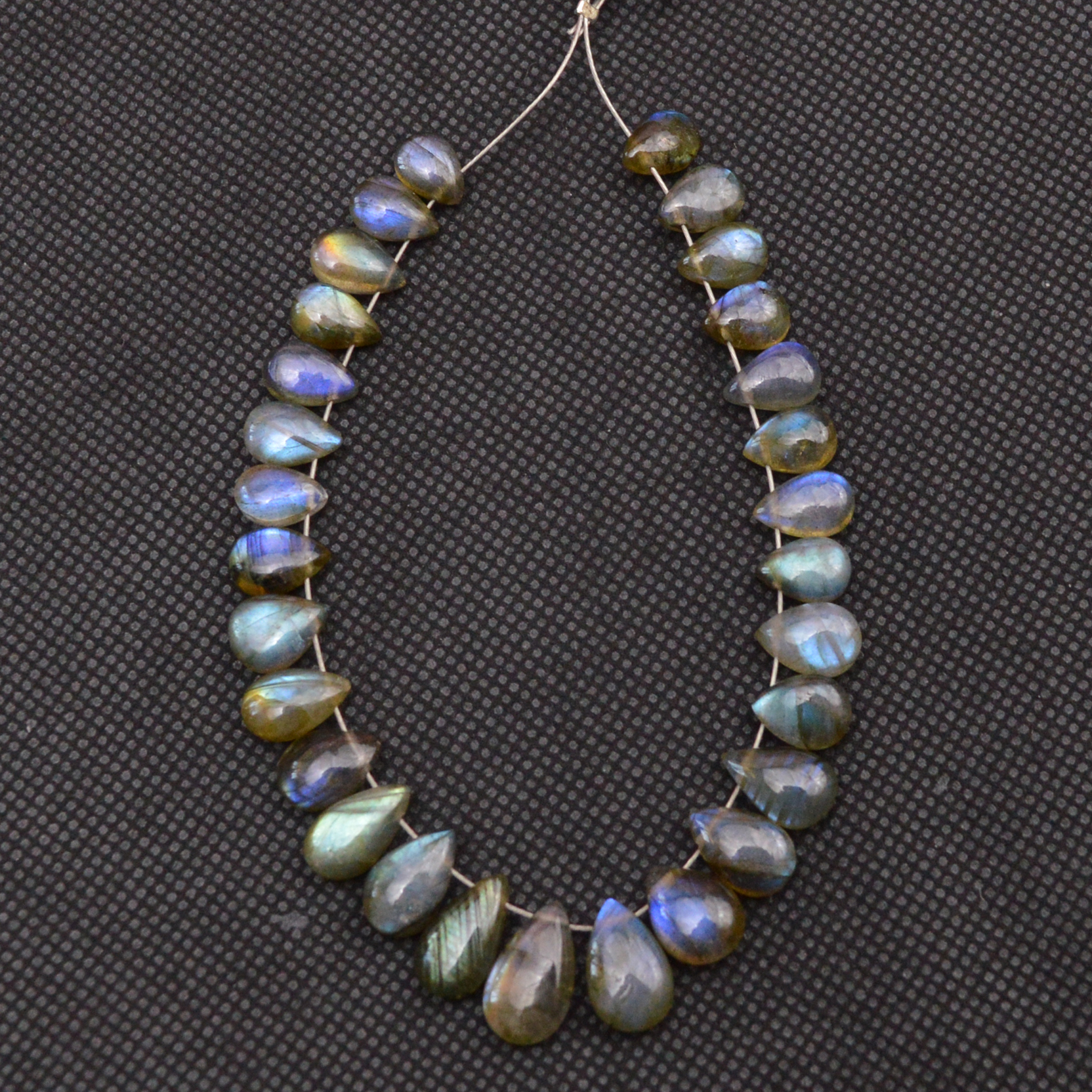 29 Pcs 64 Cts Natural Labradorite Drop Beads Side Drilled Briolette Gemstone 11x6 6x4mm 18660