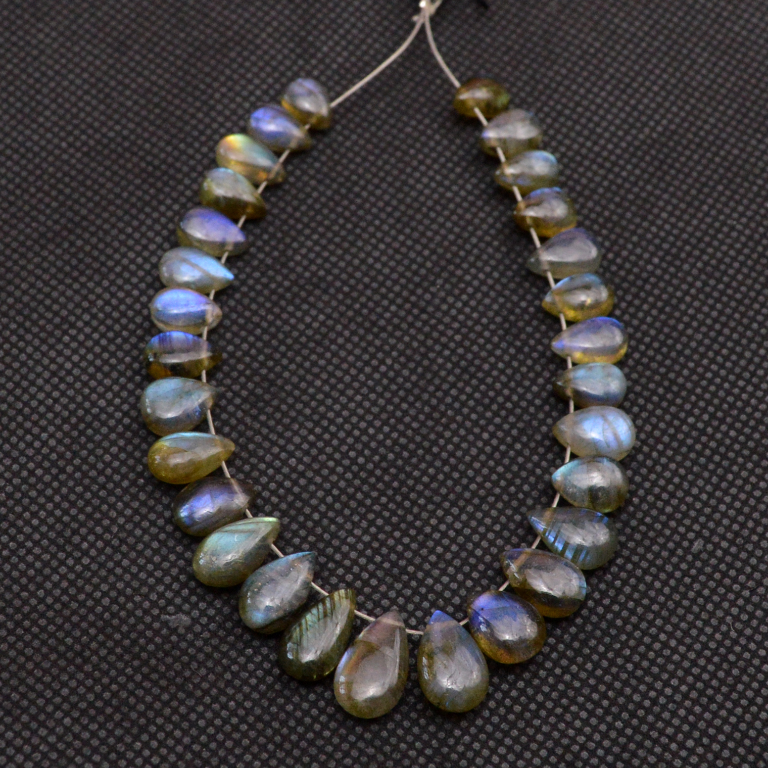 29 Pcs 64 Cts Natural Labradorite Drop Beads Side Drilled Briolette Gemstone 11x6 6x4mm 18660