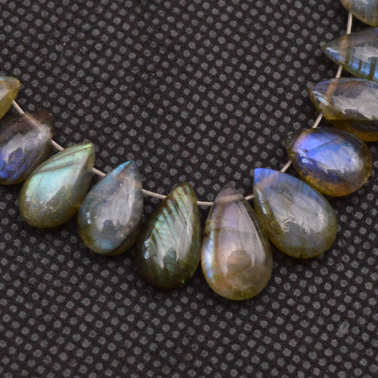 29 Pcs 64 Cts Natural Labradorite Drop Beads Side Drilled Briolette Gemstone 11x6 6x4mm 18660