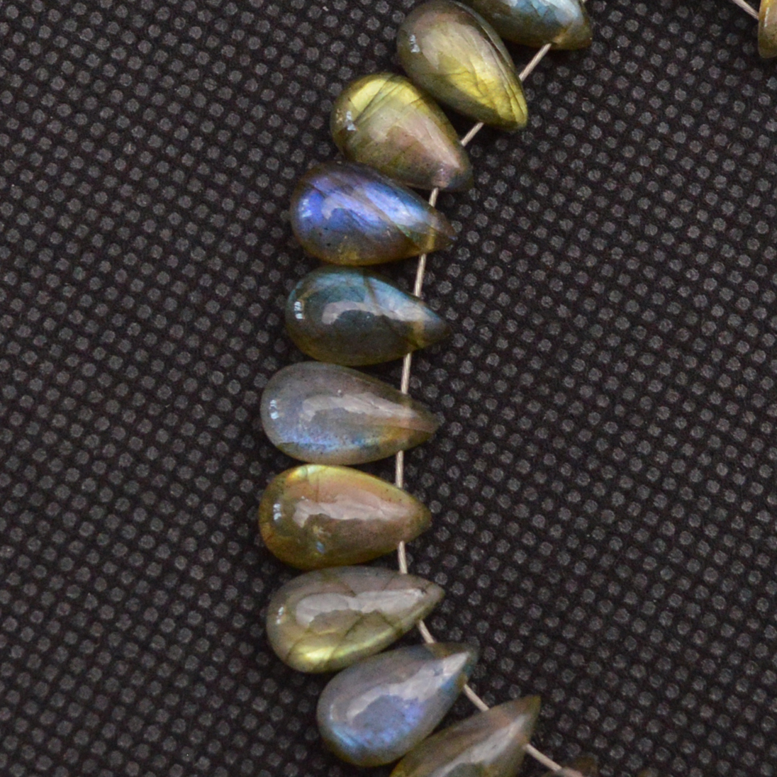 28 Pcs 88 Cts Natural Labradorite Drop Beads Side Drilled Briolette Gemstone 18x4 6x4mm 18661