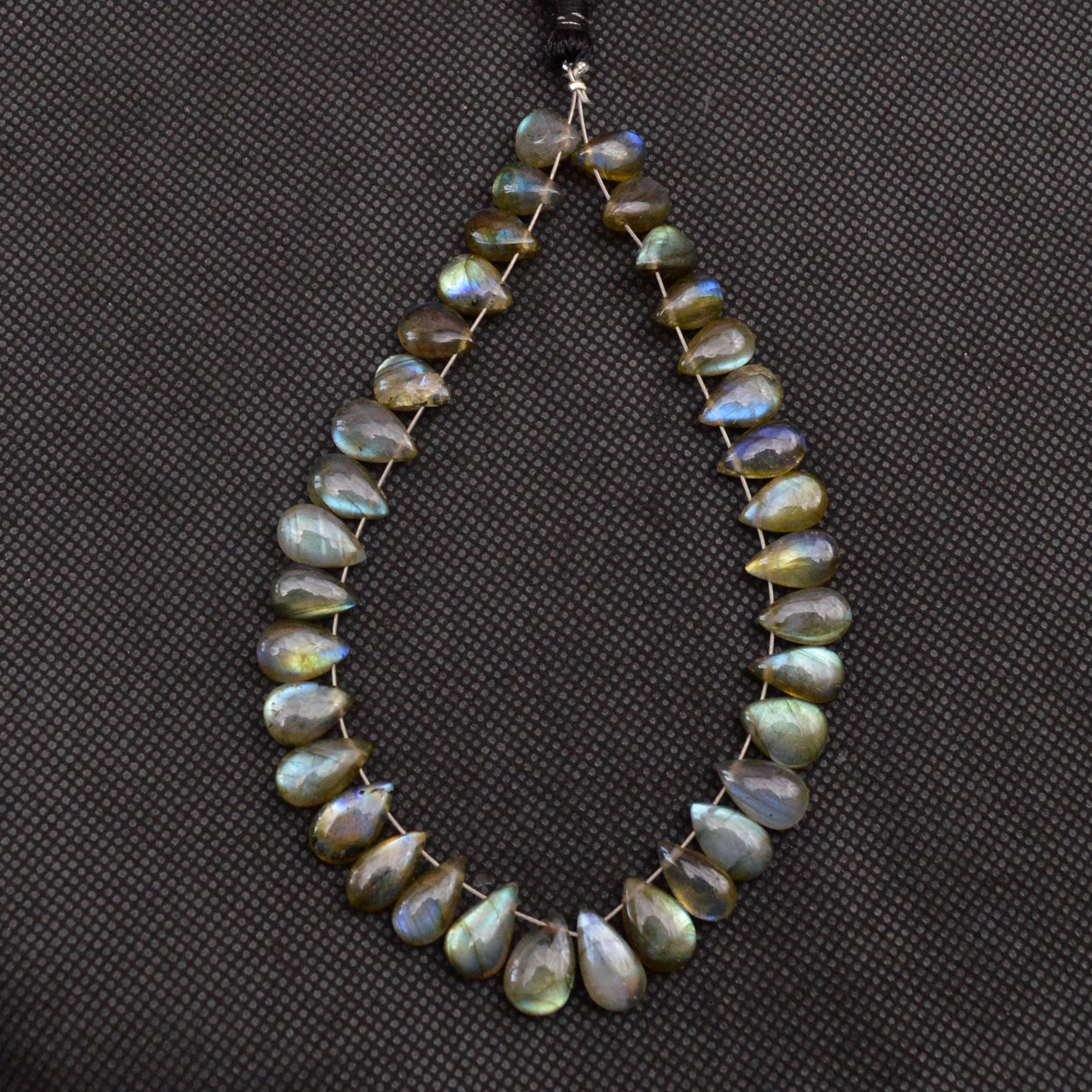 35 Pcs 86 Cts Natural Labradorite Drop Beads Side Drilled Briolette Gemstone 9x5 8x4mm 18662