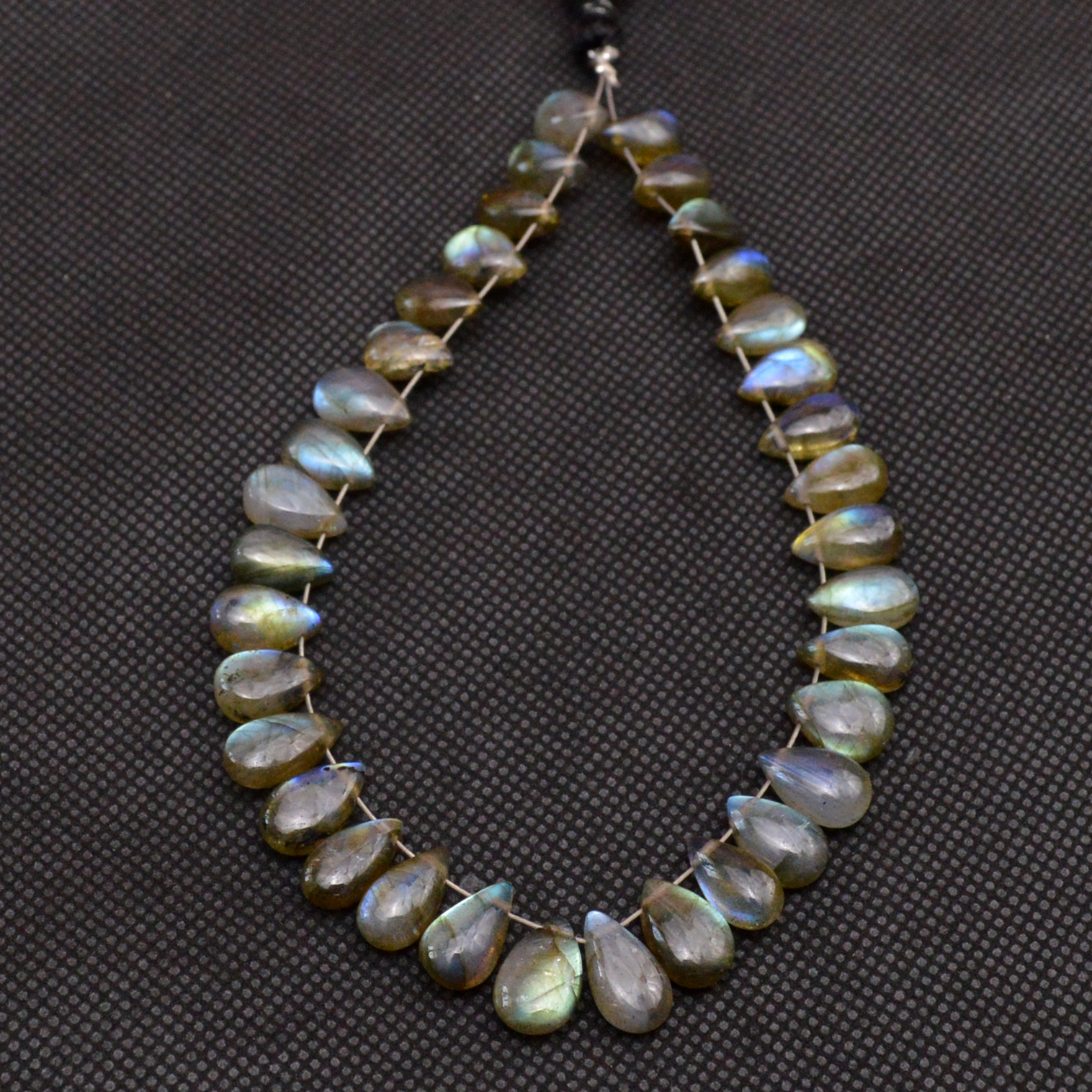 35 Pcs 86 Cts Natural Labradorite Drop Beads Side Drilled Briolette Gemstone 9x5 8x4mm 18662