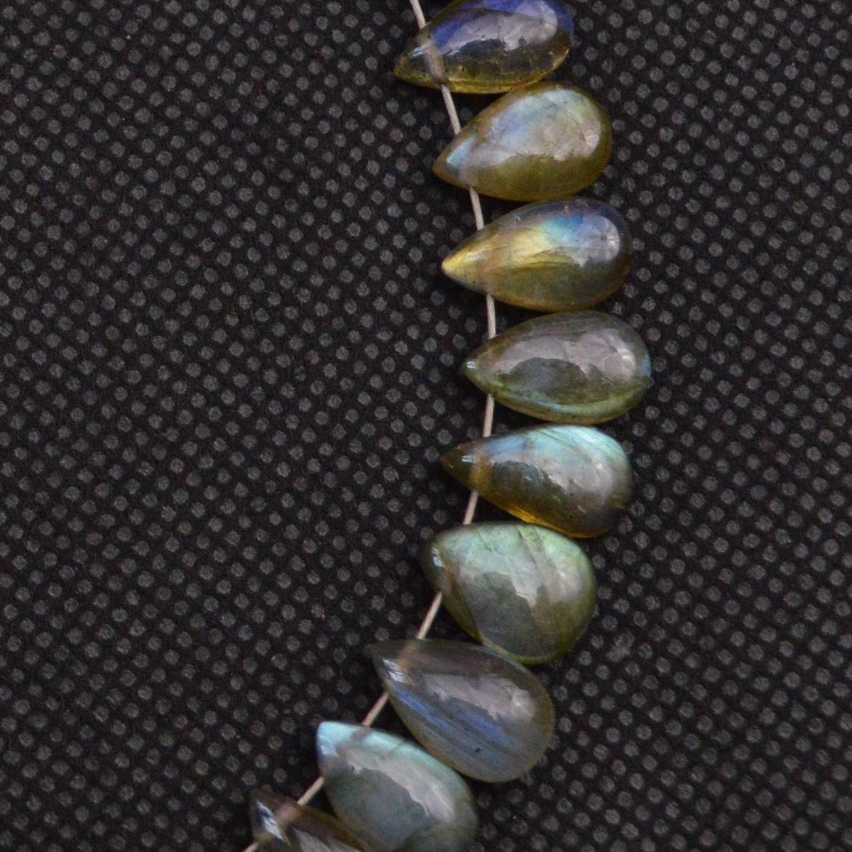 35 Pcs 86 Cts Natural Labradorite Drop Beads Side Drilled Briolette Gemstone 9x5 8x4mm 18662