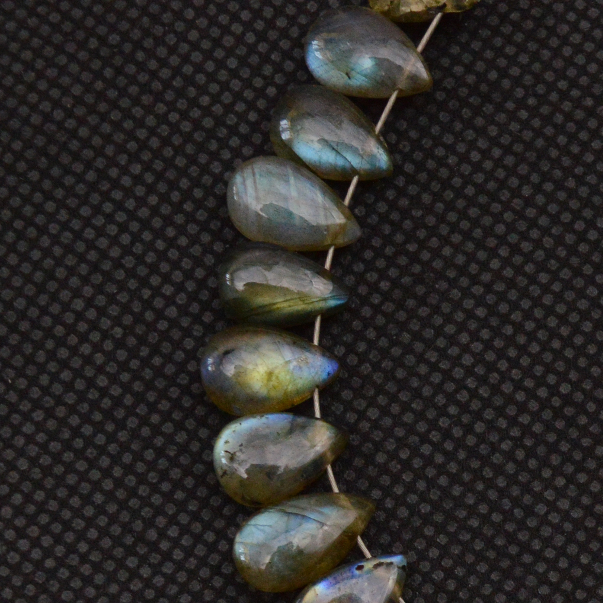 35 Pcs 86 Cts Natural Labradorite Drop Beads Side Drilled Briolette Gemstone 9x5 8x4mm 18662