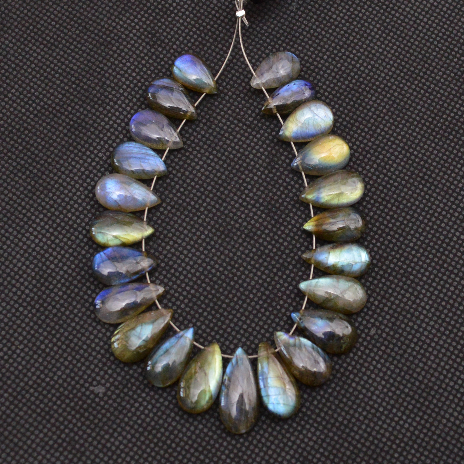 22 Pcs 97 Cts Natural Labradorite Drop Beads Side Drilled Briolette Gemstone 15x6 10x5mm 18663