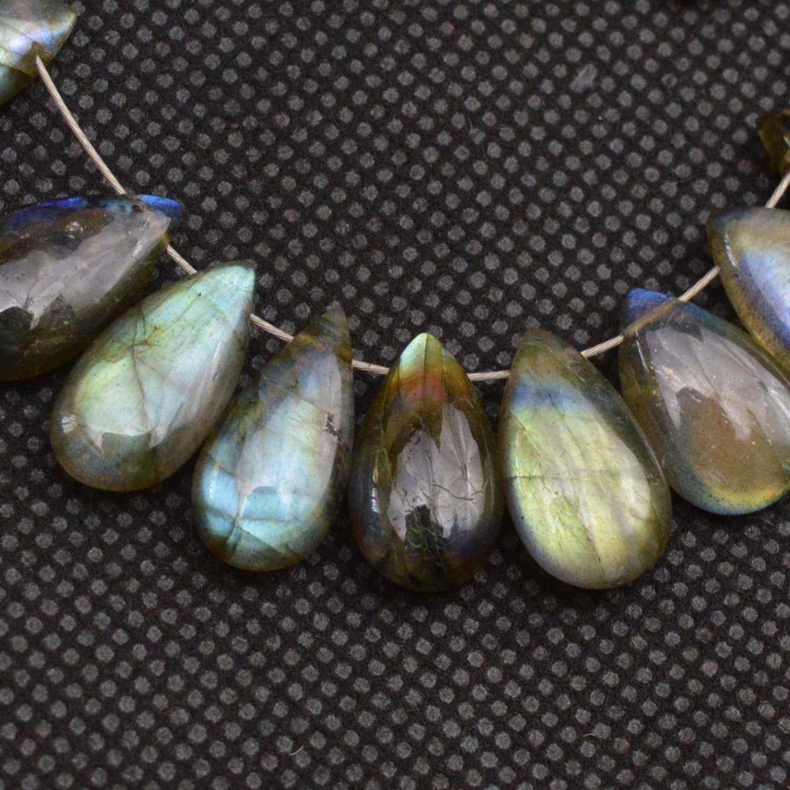 22 Pcs 97 Cts Natural Labradorite Drop Beads Side Drilled Briolette Gemstone 15x6 10x5mm 18663