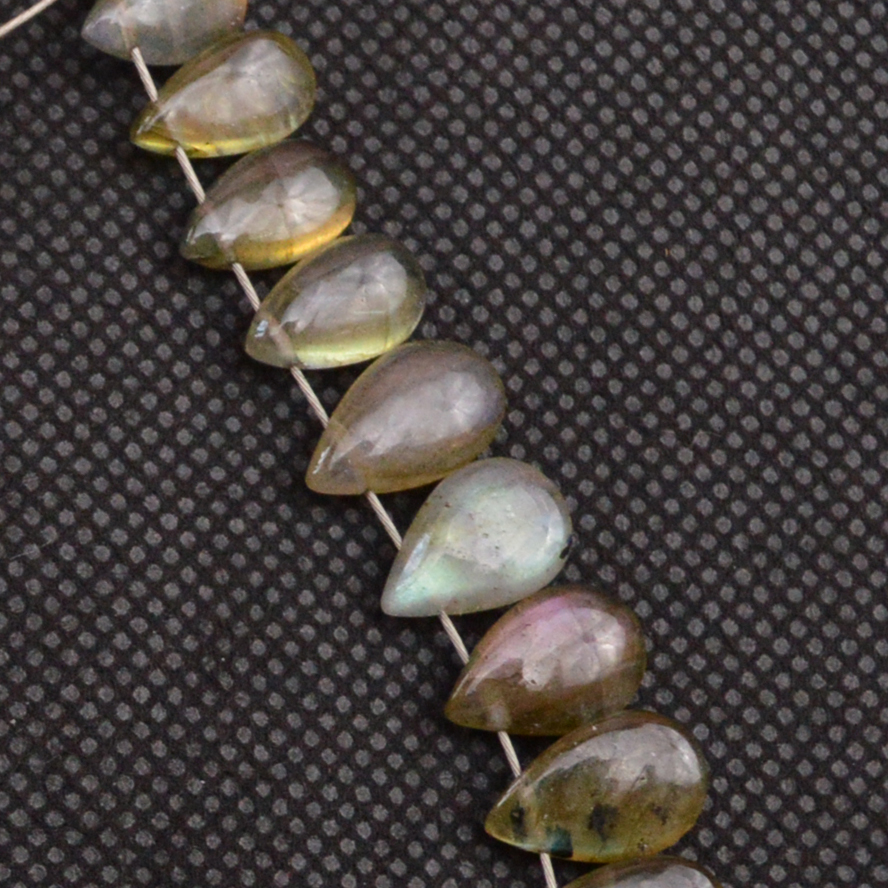 35 Pcs 84 Cts Natural Labradorite Side Drill Tear Drop Briolette Healing Crystal 14x5 9x4mm 18664