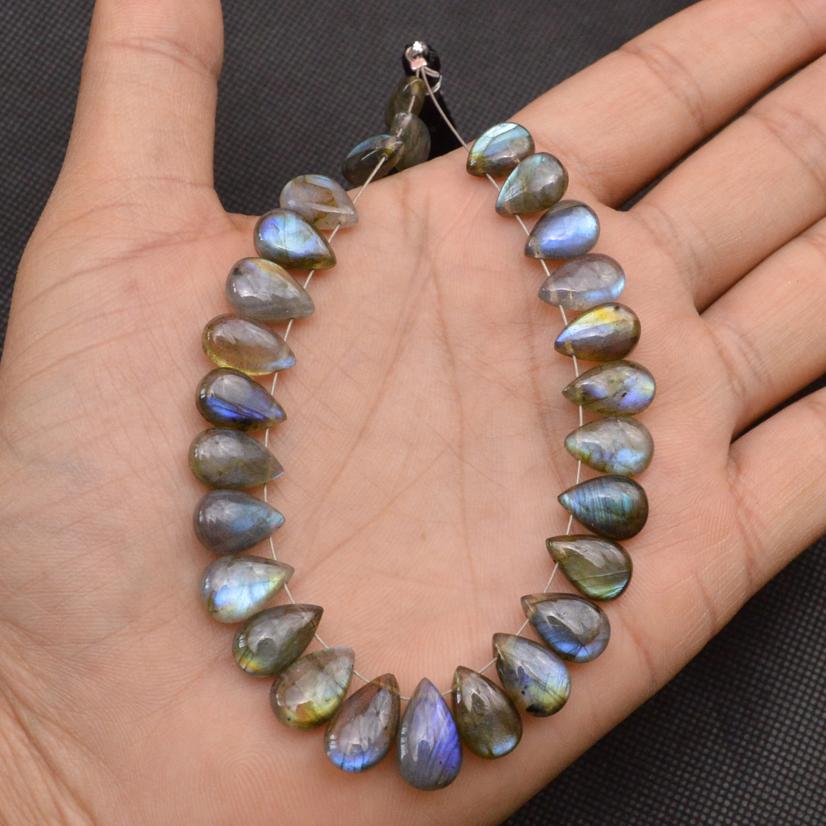 27 Pcs 116 Cts Natural Labradorite Side Drill Tear Drop Briolette Healing Crystal 12x7 9x5mm 18665