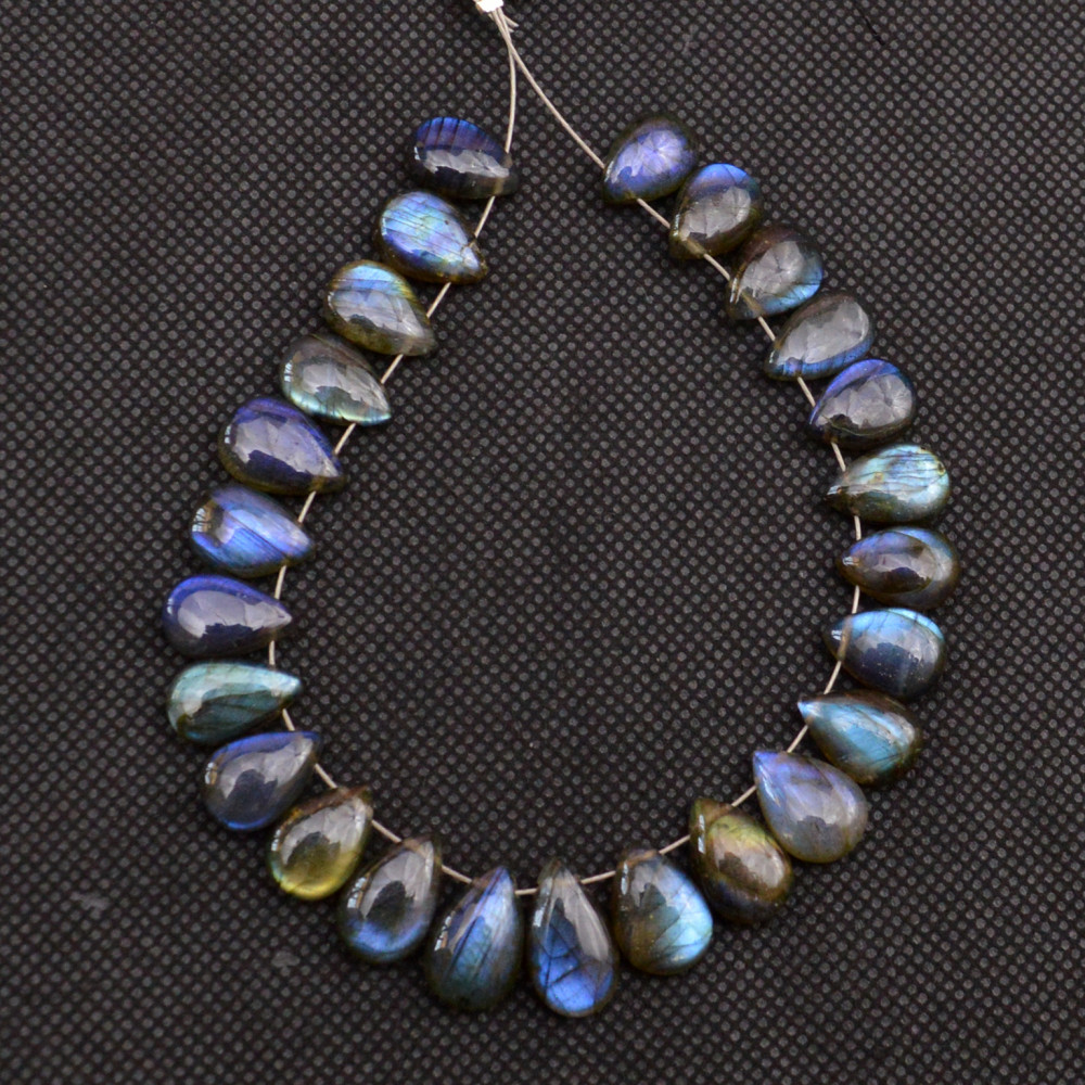 Image of 25 Pcs 95 Cts Natural Labradorite Side Drill Tear Drop Briolette Healing Crystal 13x6 9x6mm #18666