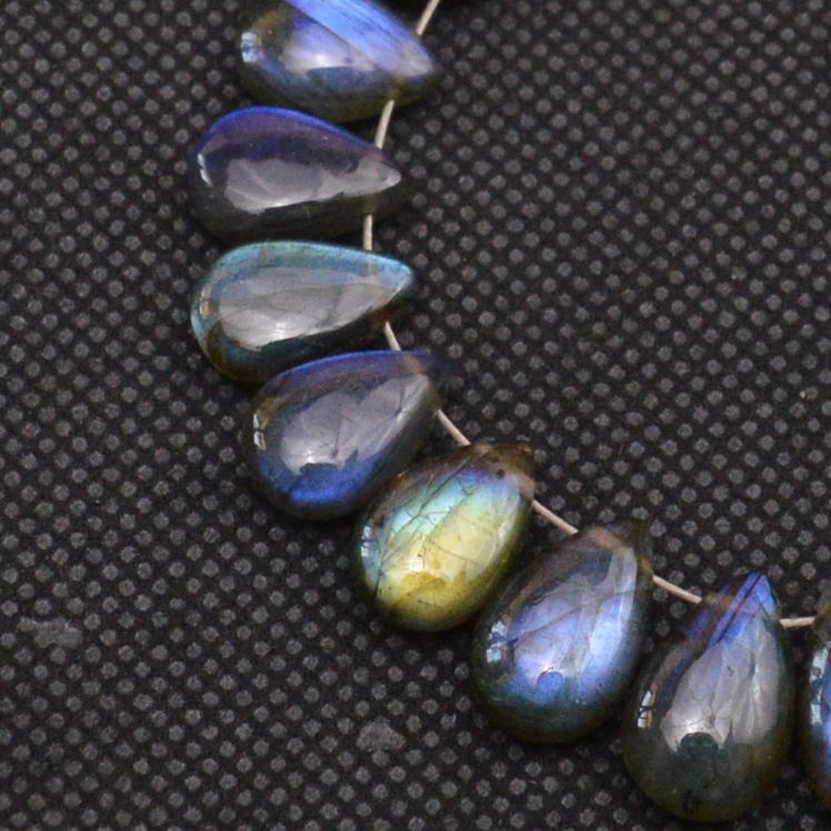 25 Pcs 95 Cts Natural Labradorite Side Drill Tear Drop Briolette Healing Crystal 13x6 9x6mm 18666