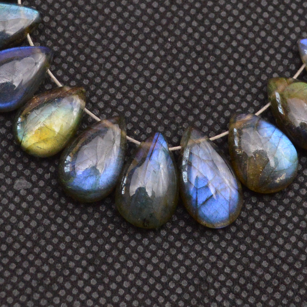 25 Pcs 95 Cts Natural Labradorite Side Drill Tear Drop Briolette Healing Crystal 13x6 9x6mm 18666