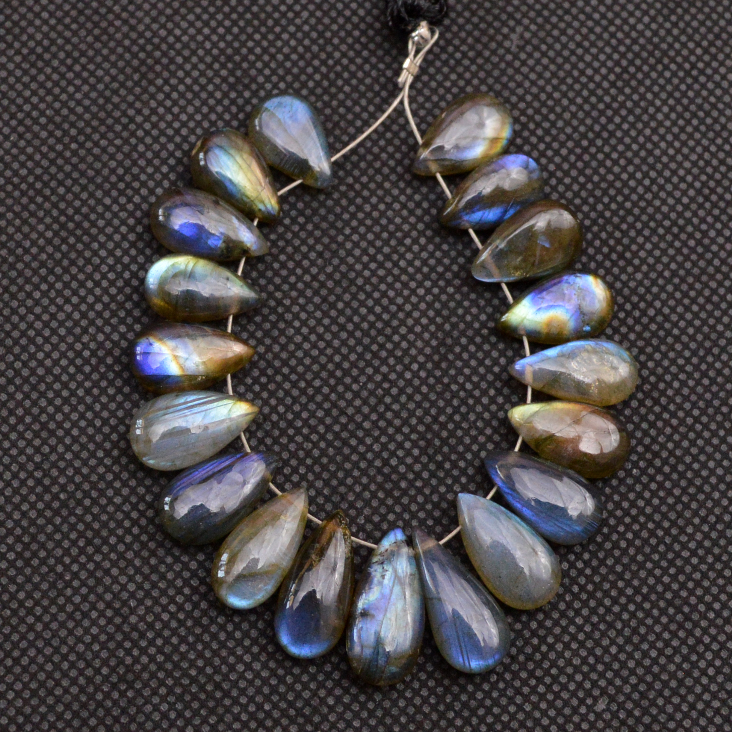 19 Pcs 98 Cts Natural Labradorite Side Drill Tear Drop Briolette Healing Crystal 16x6 11x6mm 18667