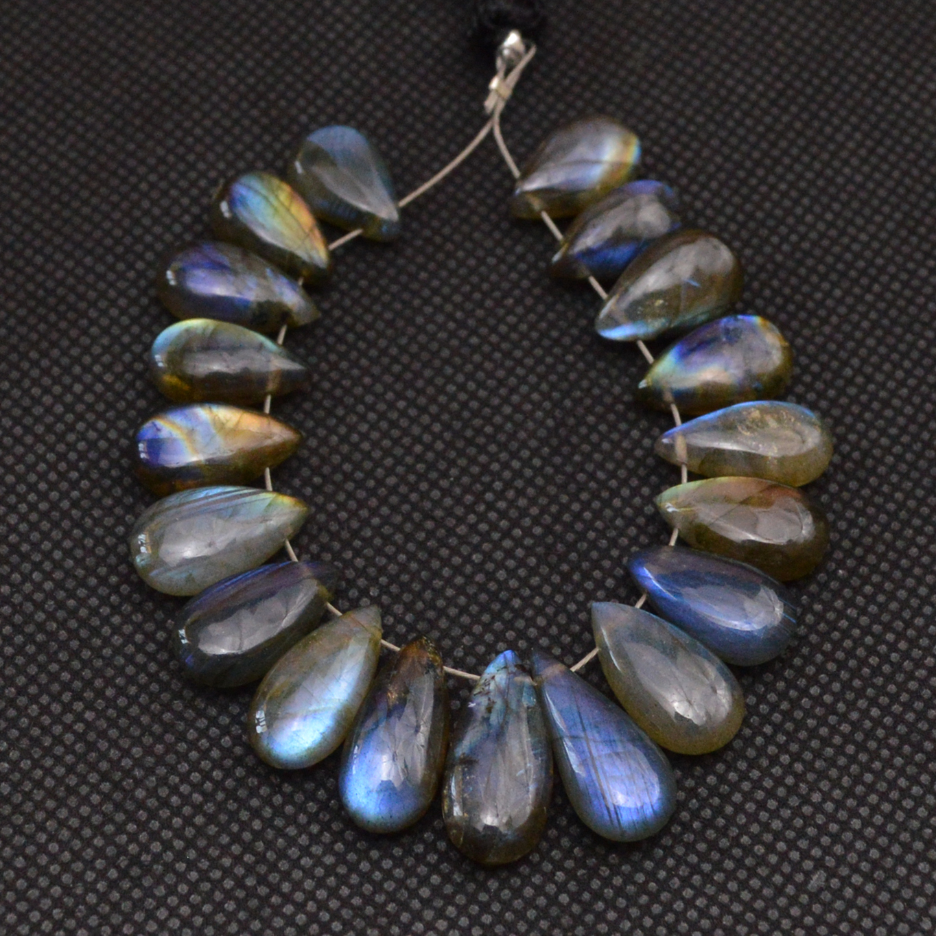 19 Pcs 98 Cts Natural Labradorite Side Drill Tear Drop Briolette Healing Crystal 16x6 11x6mm 18667
