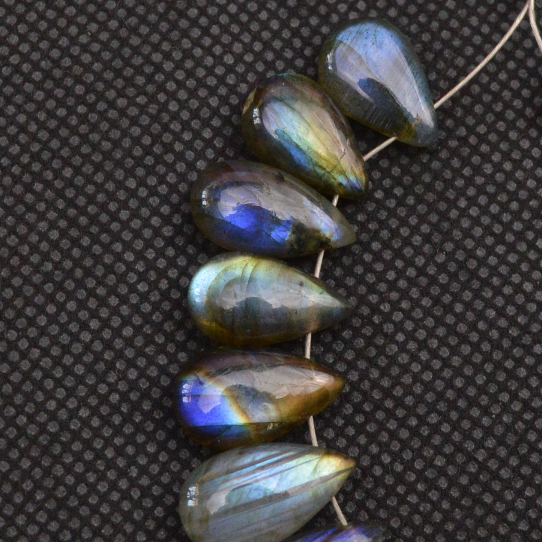 19 Pcs 98 Cts Natural Labradorite Side Drill Tear Drop Briolette Healing Crystal 16x6 11x6mm 18667