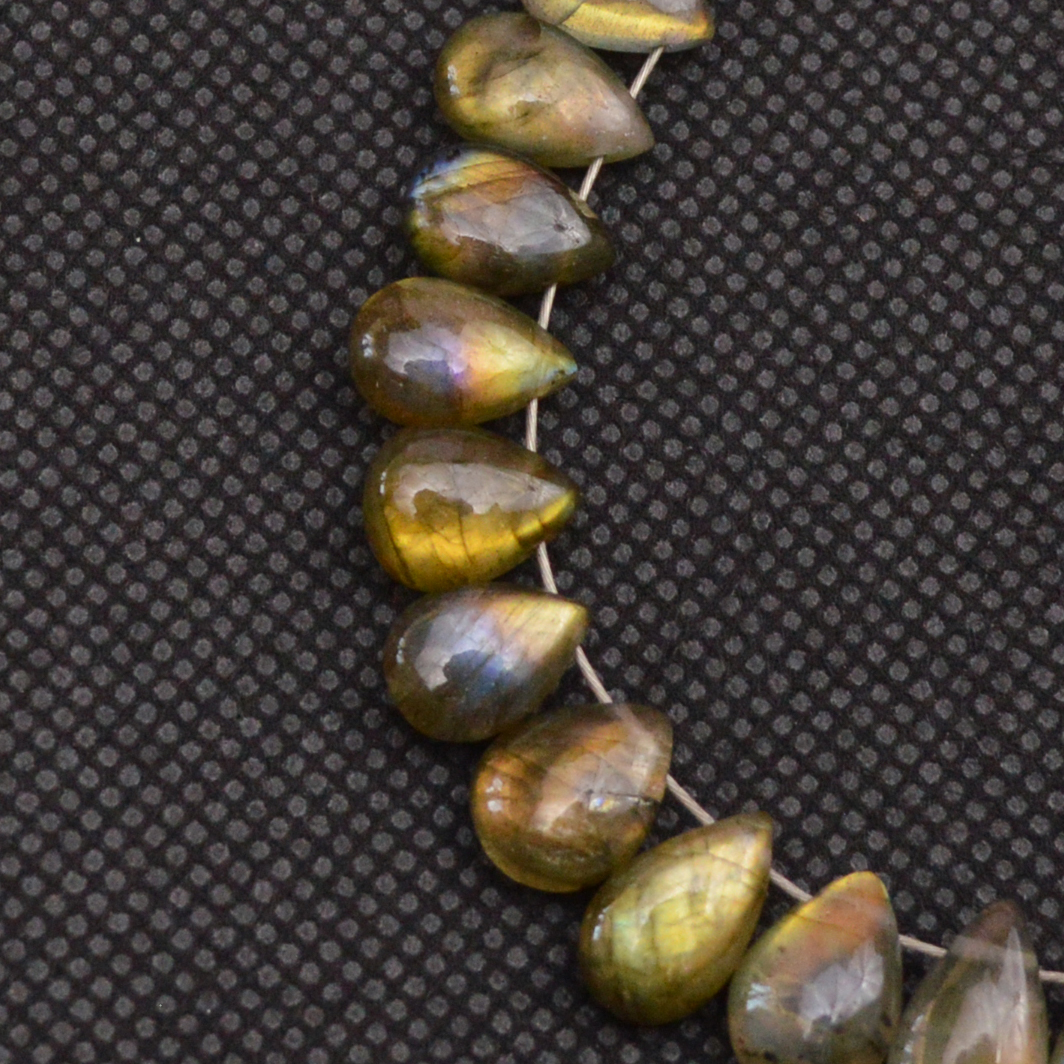 28 Pcs 64 Cts Natural Labradorite Side Drill Tear Drop Briolette Healing Crystal 9x5 7x4mm 18668