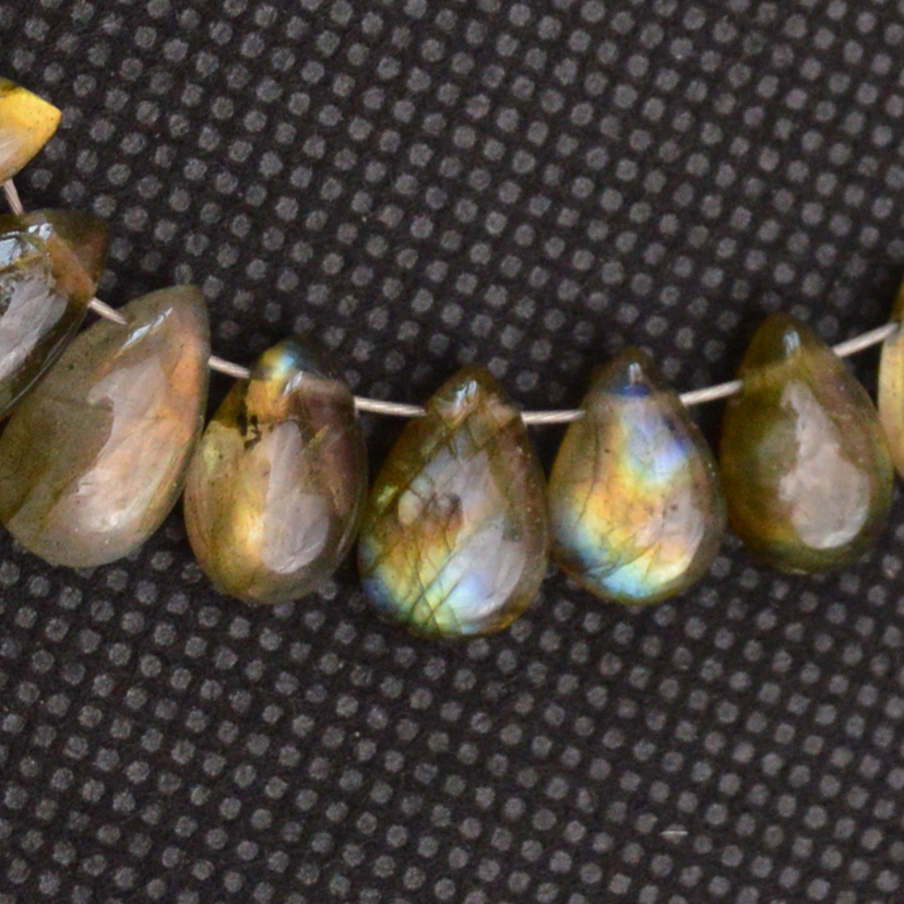 28 Pcs 64 Cts Natural Labradorite Side Drill Tear Drop Briolette Healing Crystal 9x5 7x4mm 18668