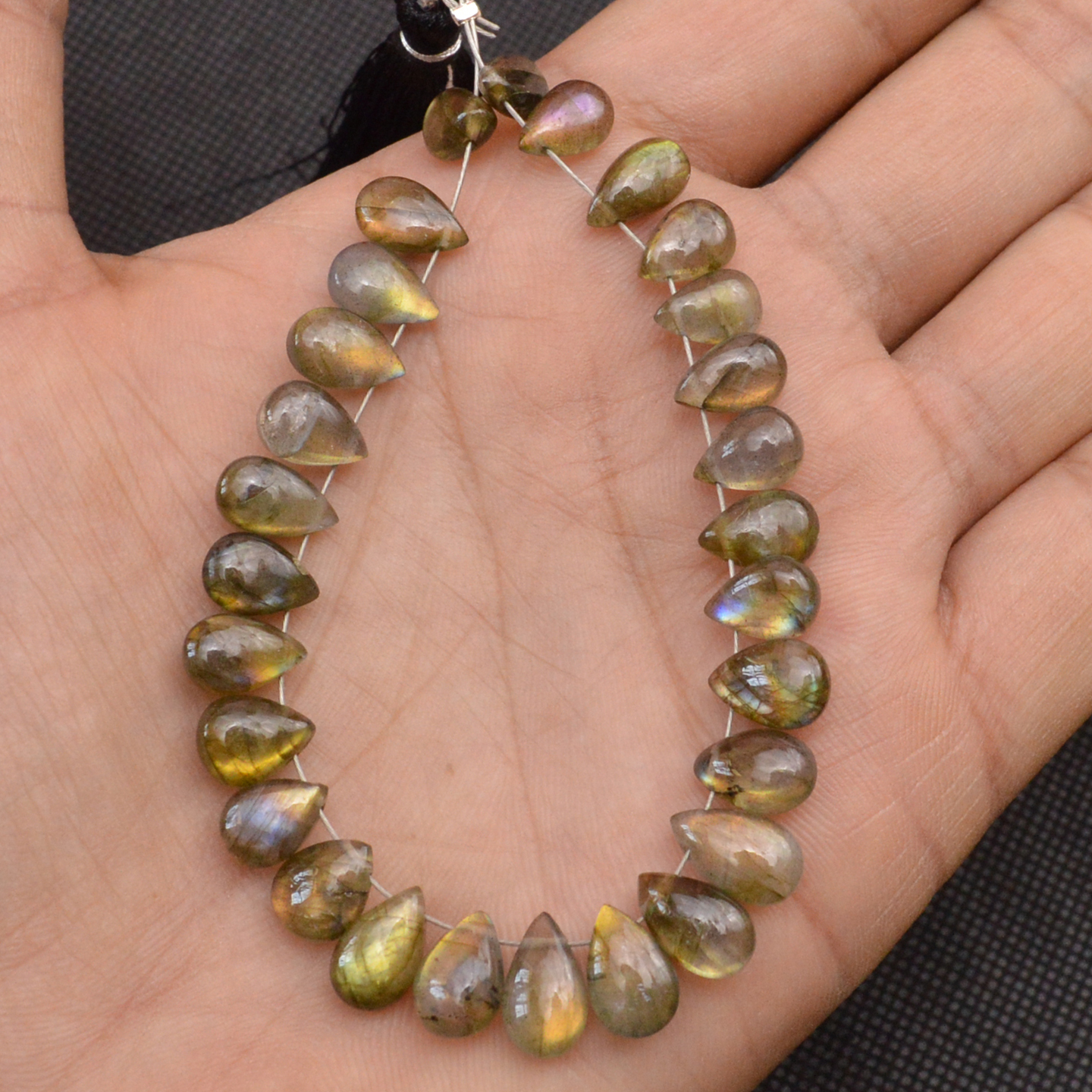 28 Pcs 64 Cts Natural Labradorite Side Drill Tear Drop Briolette Healing Crystal 9x5 7x4mm 18668