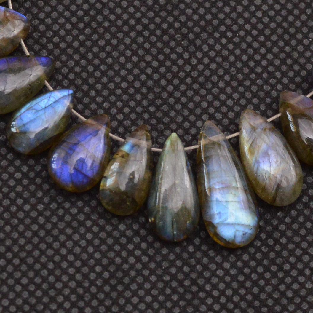 31 Pcs 86 Cts Natural Labradorite Side Drill Tear Drop Briolette Healing Crystal 15x5 8x4mm 18670
