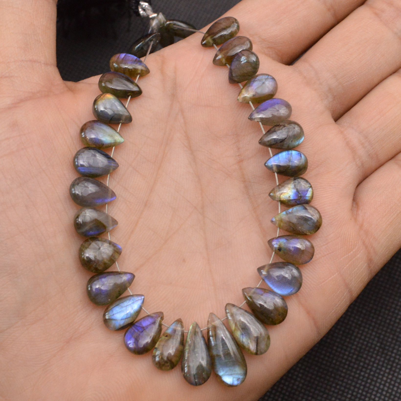 31 Pcs 86 Cts Natural Labradorite Side Drill Tear Drop Briolette Healing Crystal 15x5 8x4mm 18670