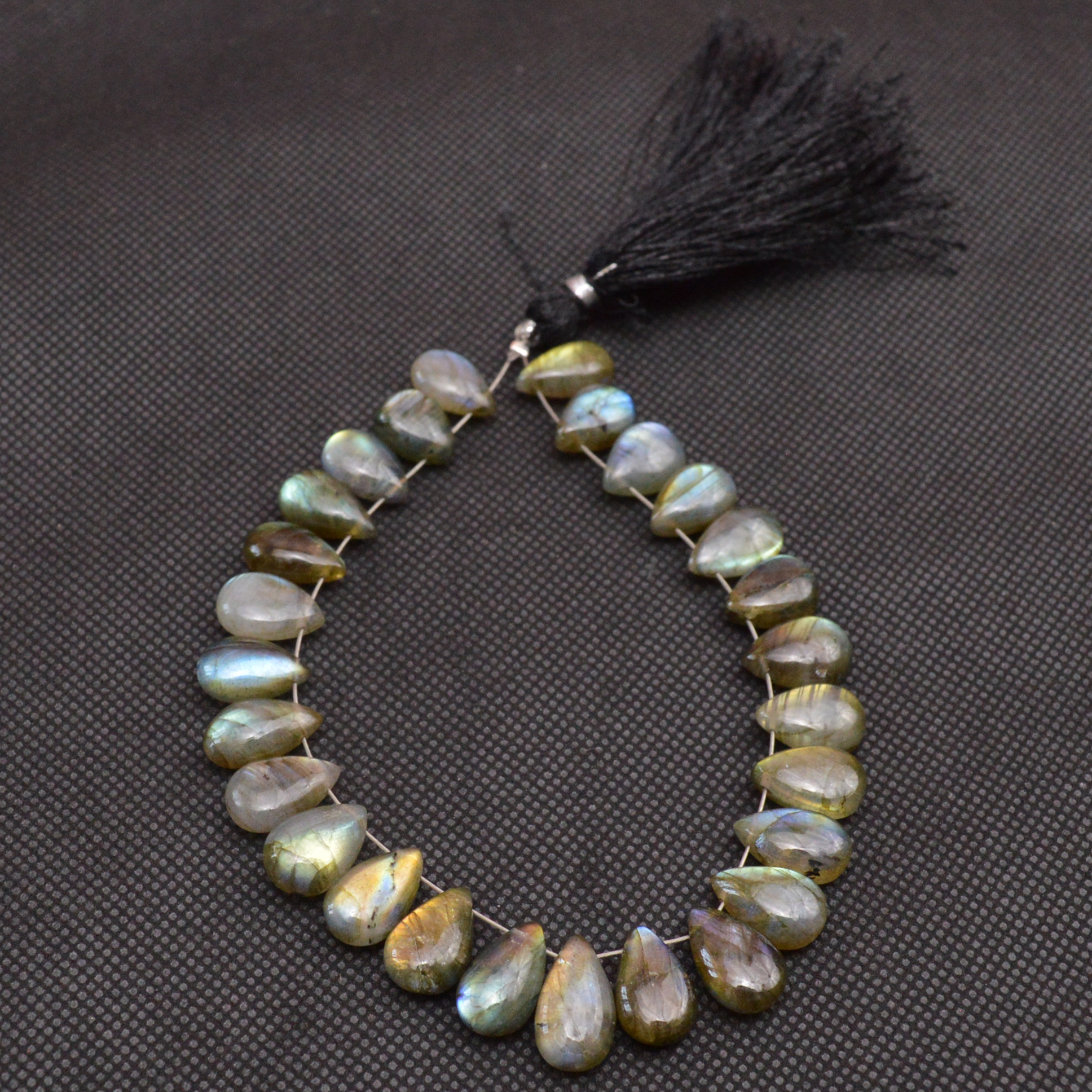 27 Pcs 120 Cts Natural Labradorite Side Drill Tear Drop Briolette Healing Crystal 12x6 11x7mm 18671