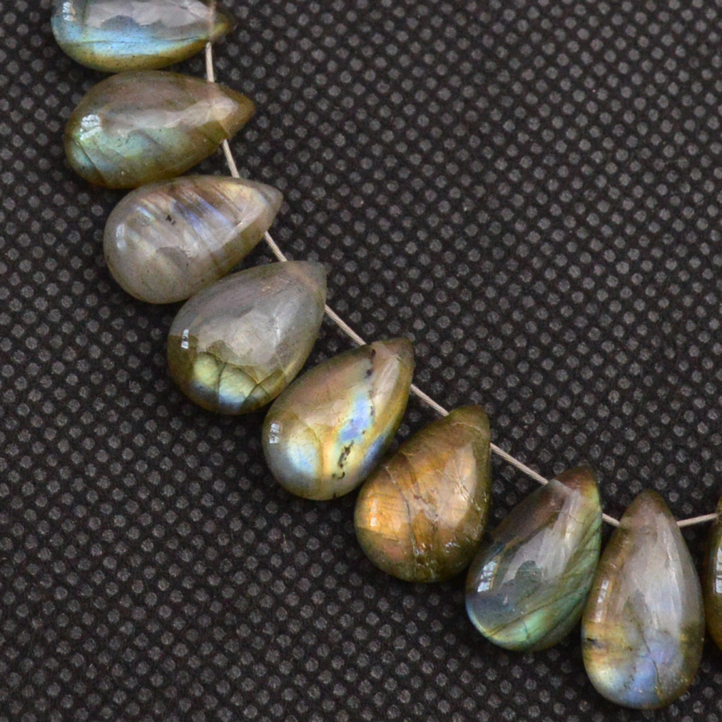 27 Pcs 120 Cts Natural Labradorite Side Drill Tear Drop Briolette Healing Crystal 12x6 11x7mm 18671