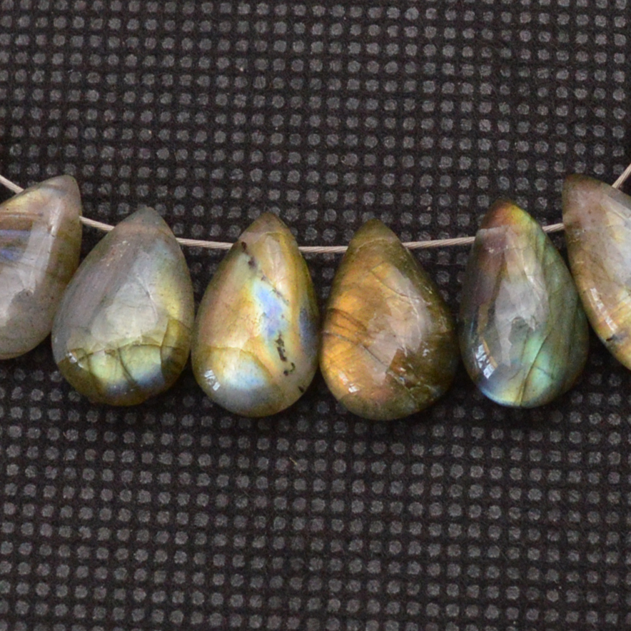 27 Pcs 120 Cts Natural Labradorite Side Drill Tear Drop Briolette Healing Crystal 12x6 11x7mm 18671