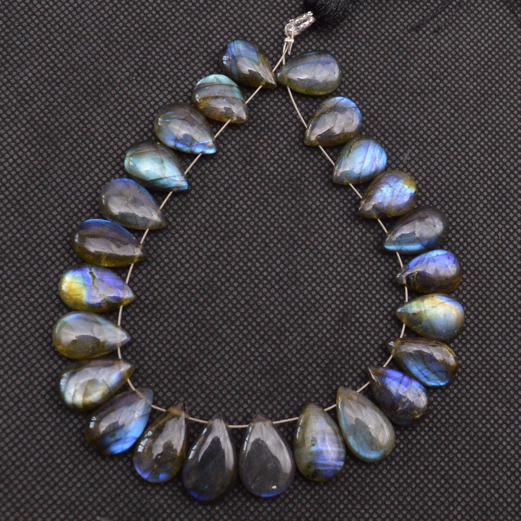 24 Pcs 160 Cts Natural Labradorite Side Drill Tear Drop Briolette Healing Crystal 16x9 13x8mm 18674