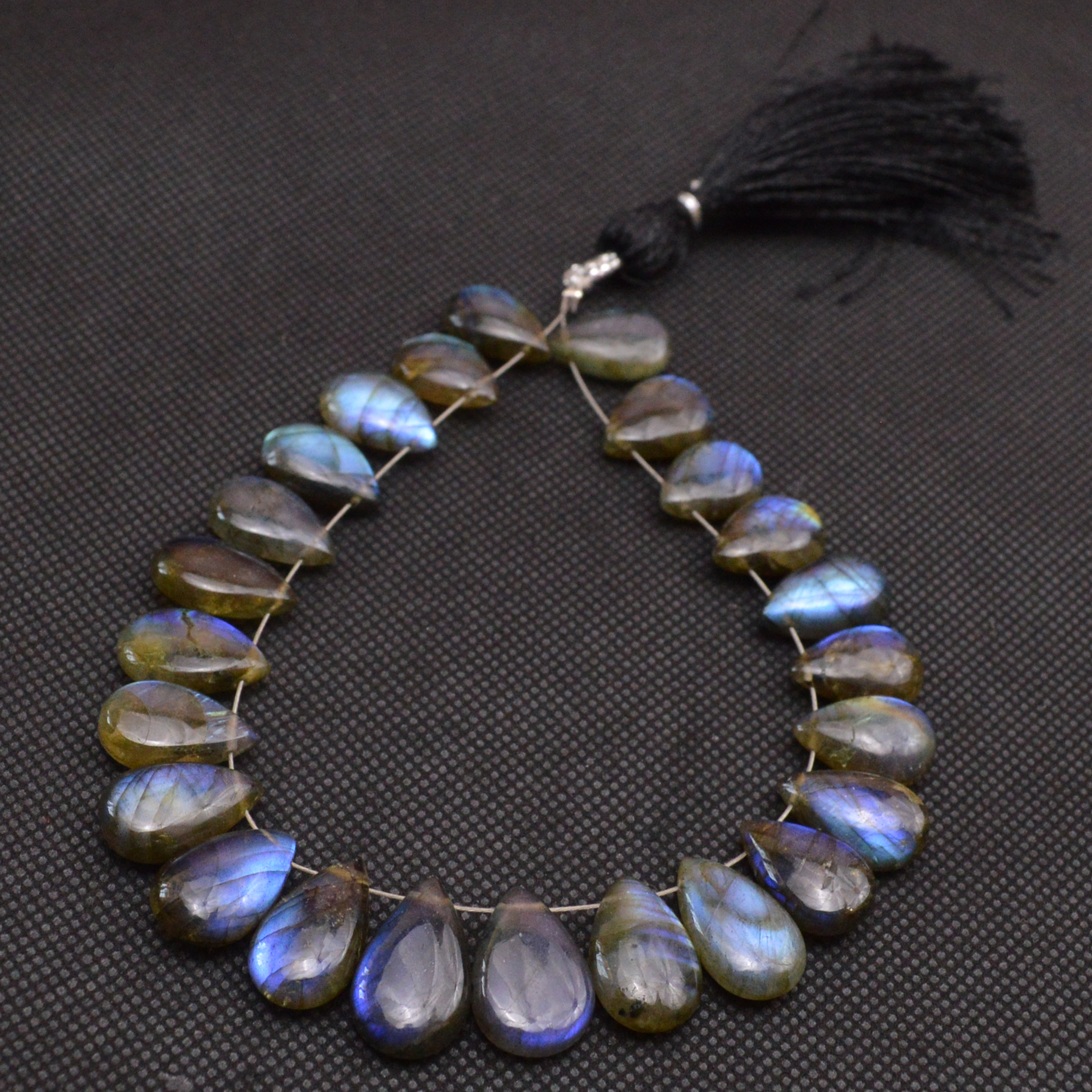 24 Pcs 160 Cts Natural Labradorite Side Drill Tear Drop Briolette Healing Crystal 16x9 13x8mm 18674