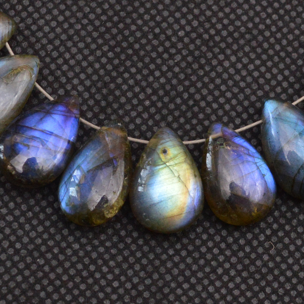 24 Pcs 160 Cts Natural Labradorite Side Drill Tear Drop Briolette Healing Crystal 16x9 13x8mm 18674