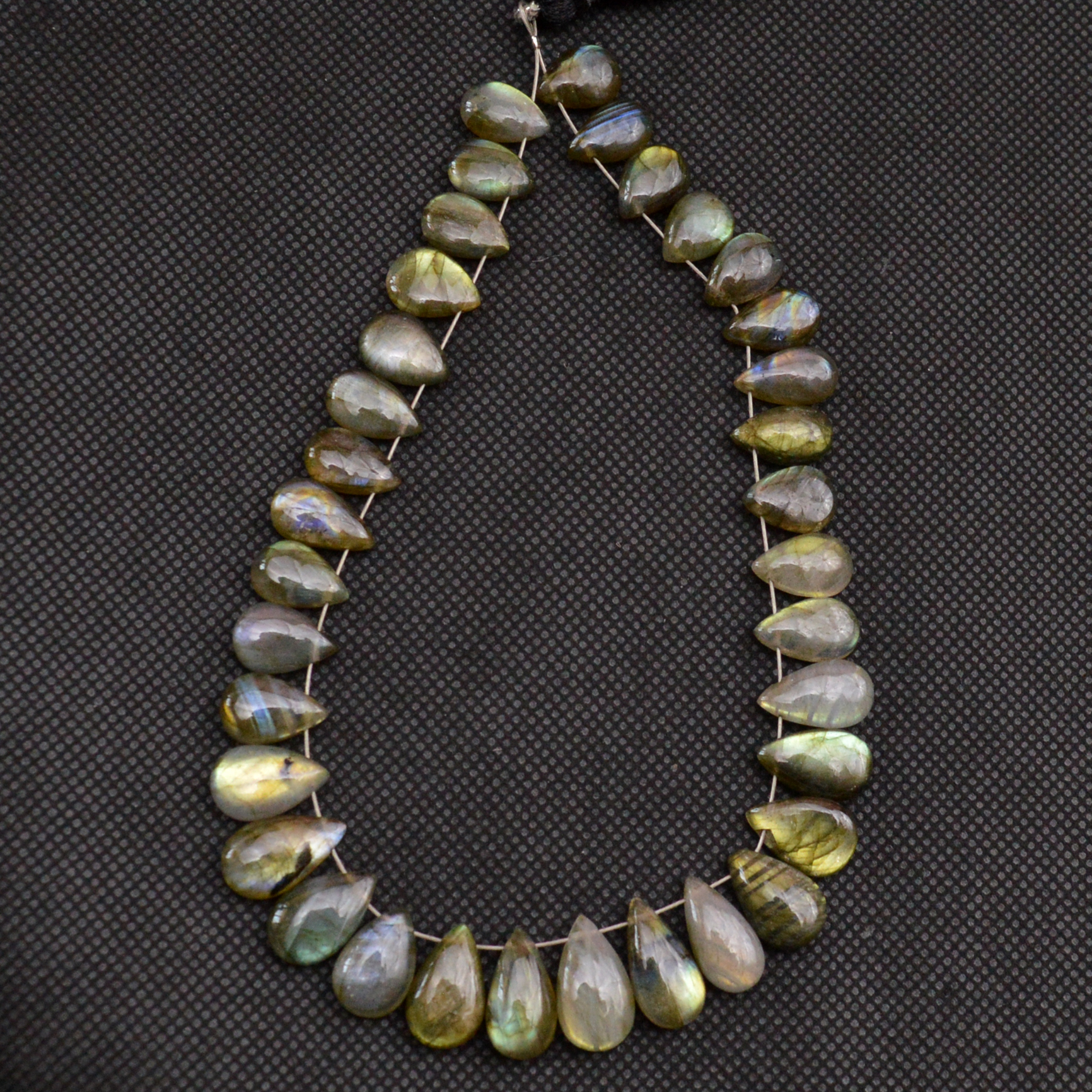 35 Pcs 123 Cts Natural Labradorite Side Drill Tear Drop Briolette Healing Crystal 13x7 9x6mm 18675