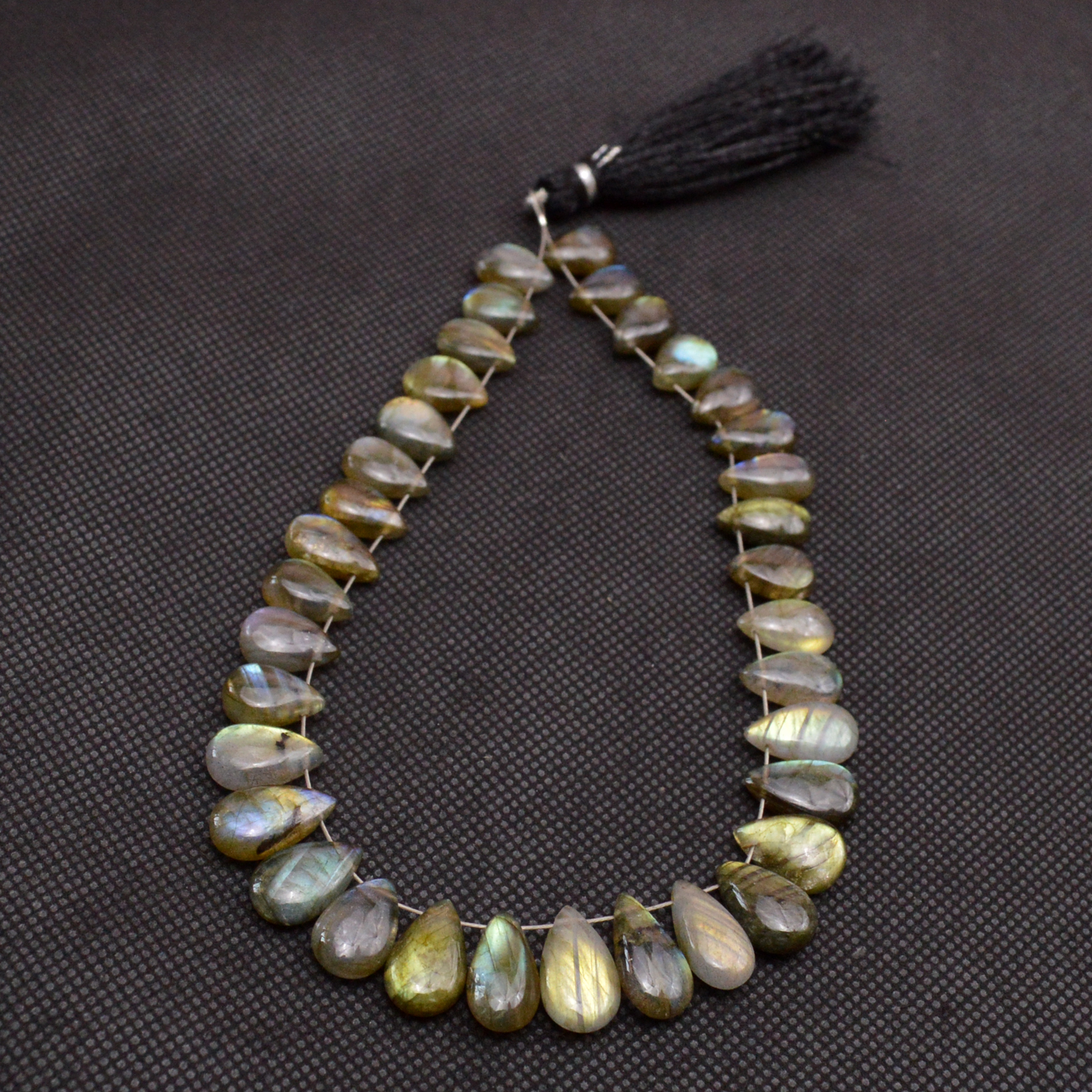 35 Pcs 123 Cts Natural Labradorite Side Drill Tear Drop Briolette Healing Crystal 13x7 9x6mm 18675