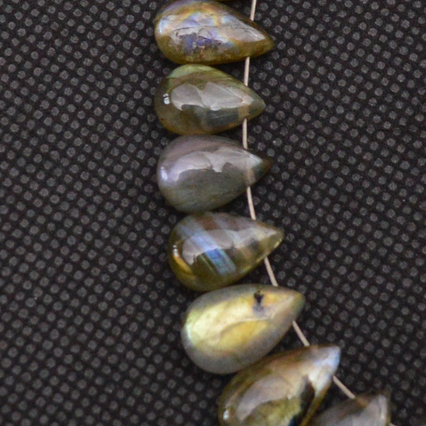 35 Pcs 123 Cts Natural Labradorite Side Drill Tear Drop Briolette Healing Crystal 13x7 9x6mm 18675