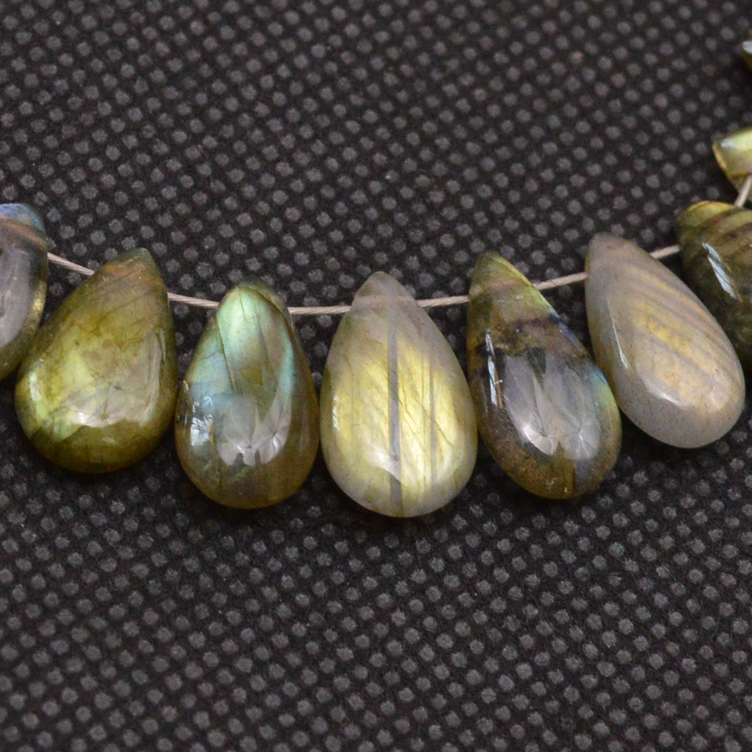35 Pcs 123 Cts Natural Labradorite Side Drill Tear Drop Briolette Healing Crystal 13x7 9x6mm 18675