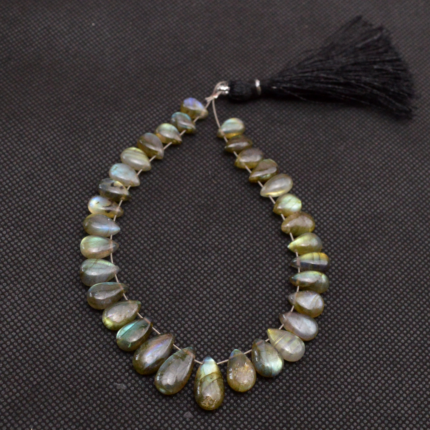32 Pcs 76 Cts Natural Labradorite Side Drill Tear Drop Briolette Healing Crystal 13x6 7x4mm 18677