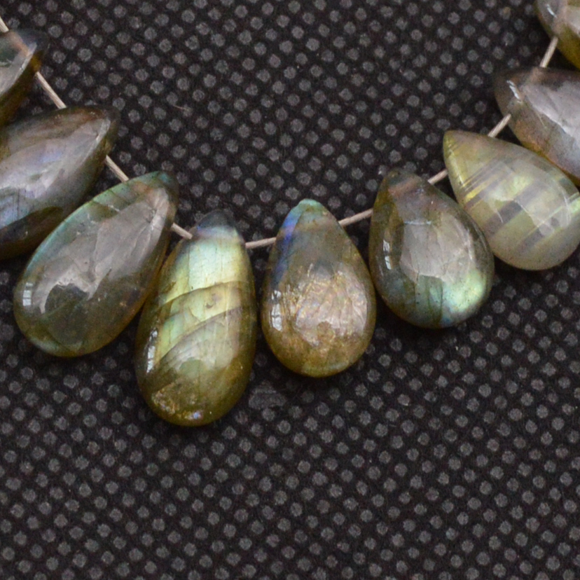 32 Pcs 76 Cts Natural Labradorite Side Drill Tear Drop Briolette Healing Crystal 13x6 7x4mm 18677