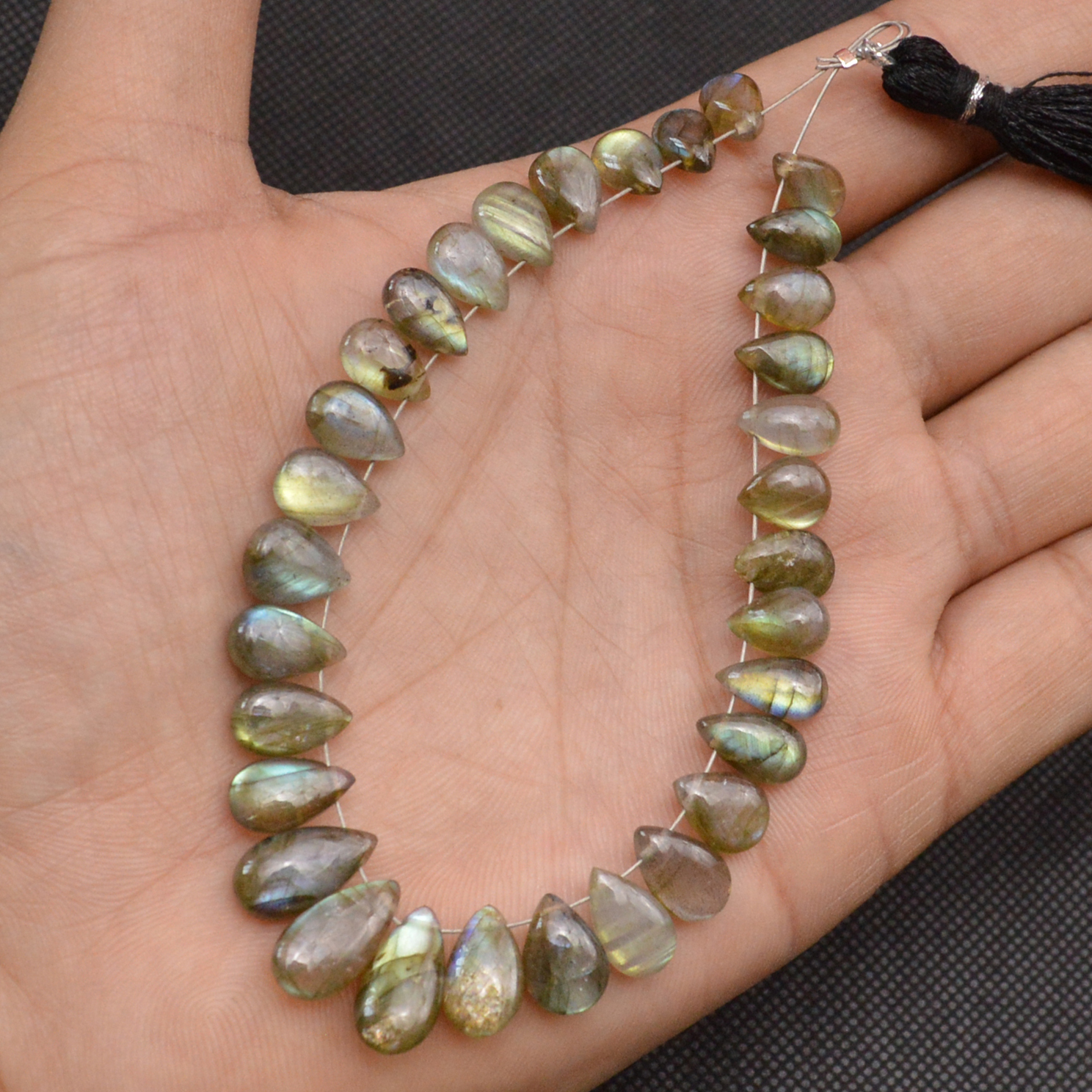 32 Pcs 76 Cts Natural Labradorite Side Drill Tear Drop Briolette Healing Crystal 13x6 7x4mm 18677