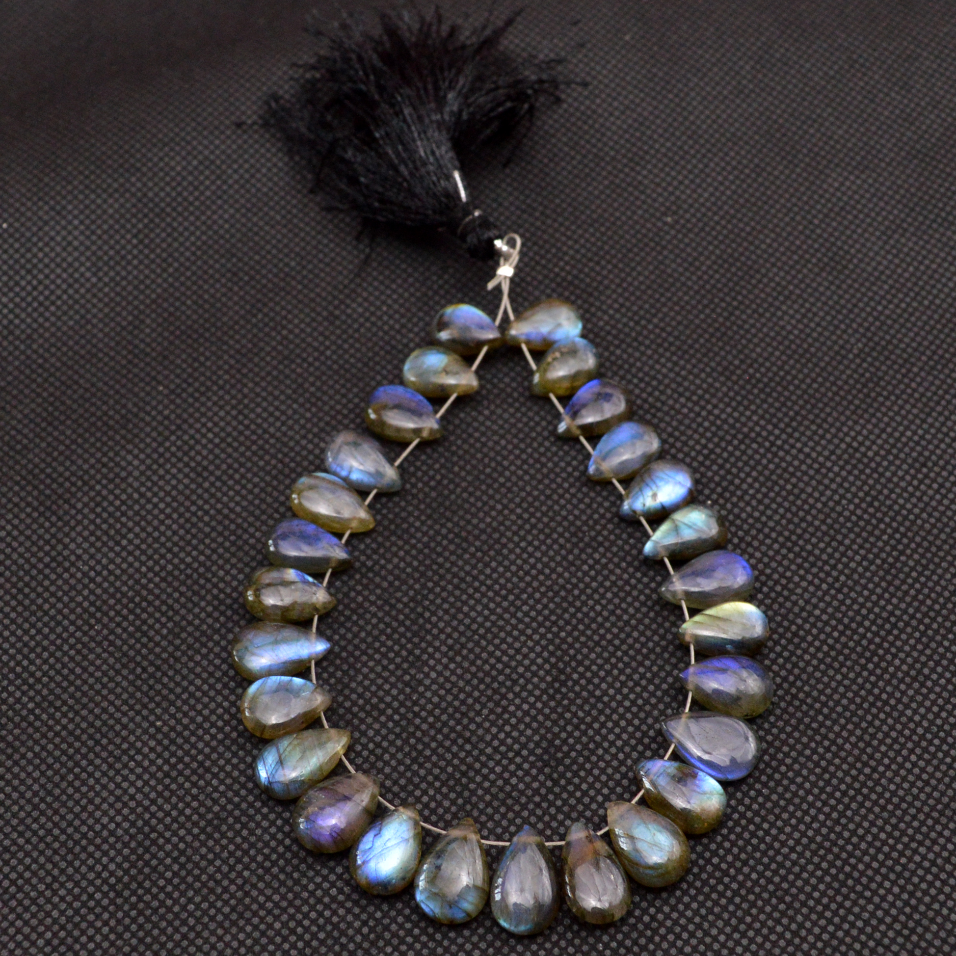 27 Pcs 95 Cts Natural Labradorite Side Drill Tear Drop Briolette Healing Crystal 11x6 9x6mm 18679