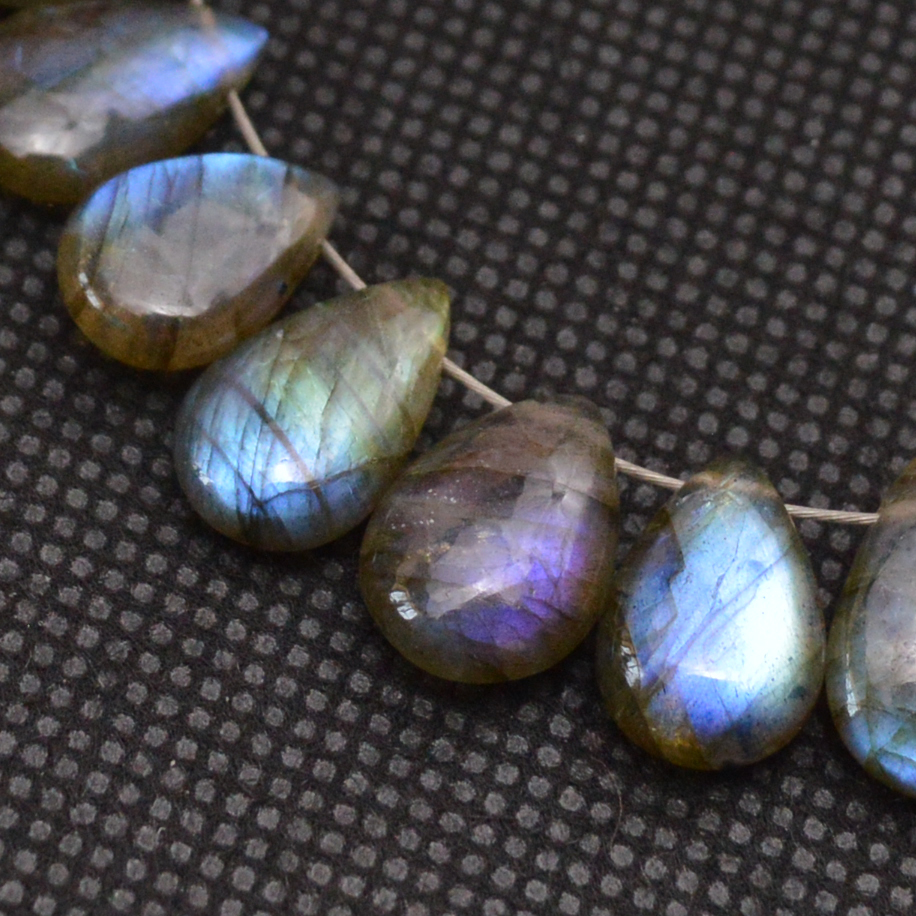 27 Pcs 95 Cts Natural Labradorite Side Drill Tear Drop Briolette Healing Crystal 11x6 9x6mm 18679