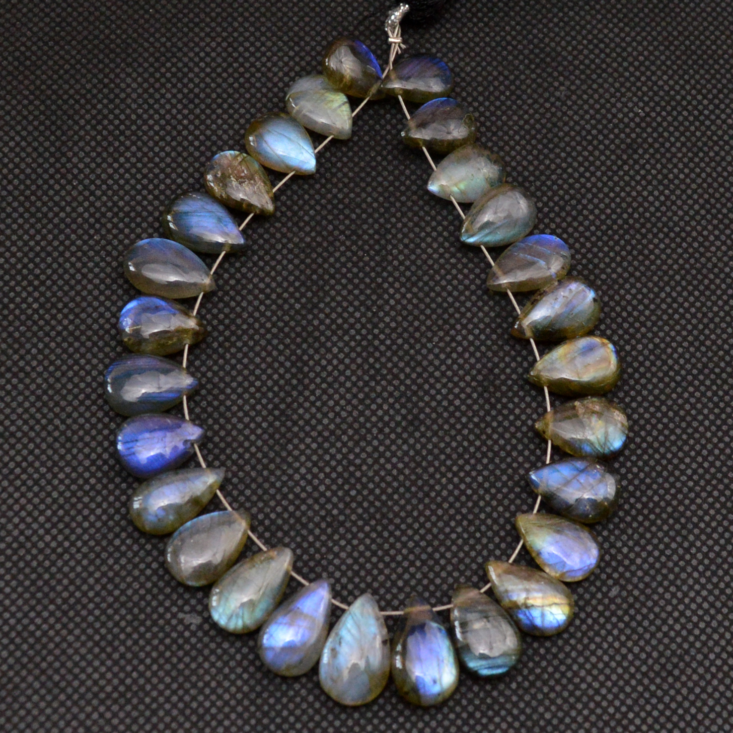 27 Pcs 118 Cts Natural Labradorite Side Drill Tear Drop Briolette Healing Crystal 14x7 10x7mm 18680