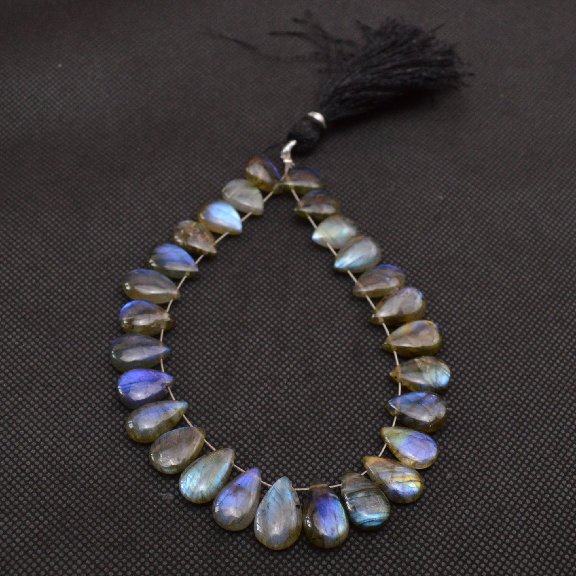 27 Pcs 118 Cts Natural Labradorite Side Drill Tear Drop Briolette Healing Crystal 14x7 10x7mm 18680