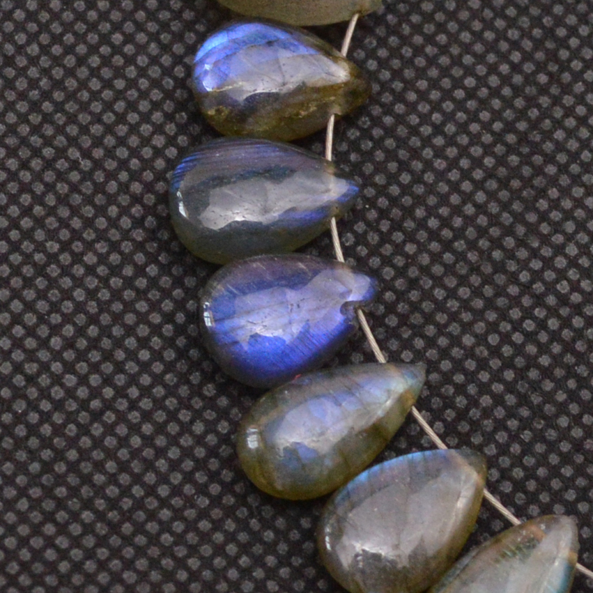 27 Pcs 118 Cts Natural Labradorite Side Drill Tear Drop Briolette Healing Crystal 14x7 10x7mm 18680