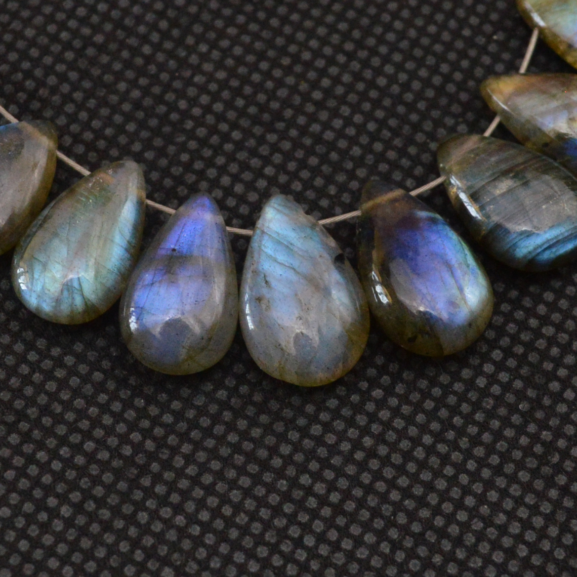 27 Pcs 118 Cts Natural Labradorite Side Drill Tear Drop Briolette Healing Crystal 14x7 10x7mm 18680