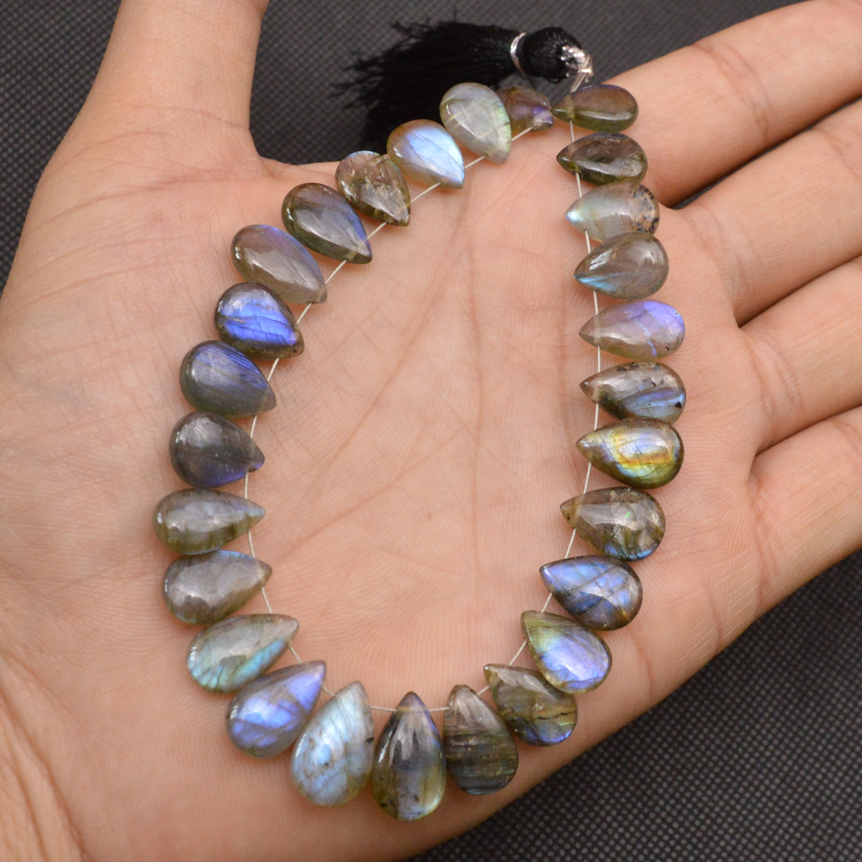 27 Pcs 118 Cts Natural Labradorite Side Drill Tear Drop Briolette Healing Crystal 14x7 10x7mm 18680