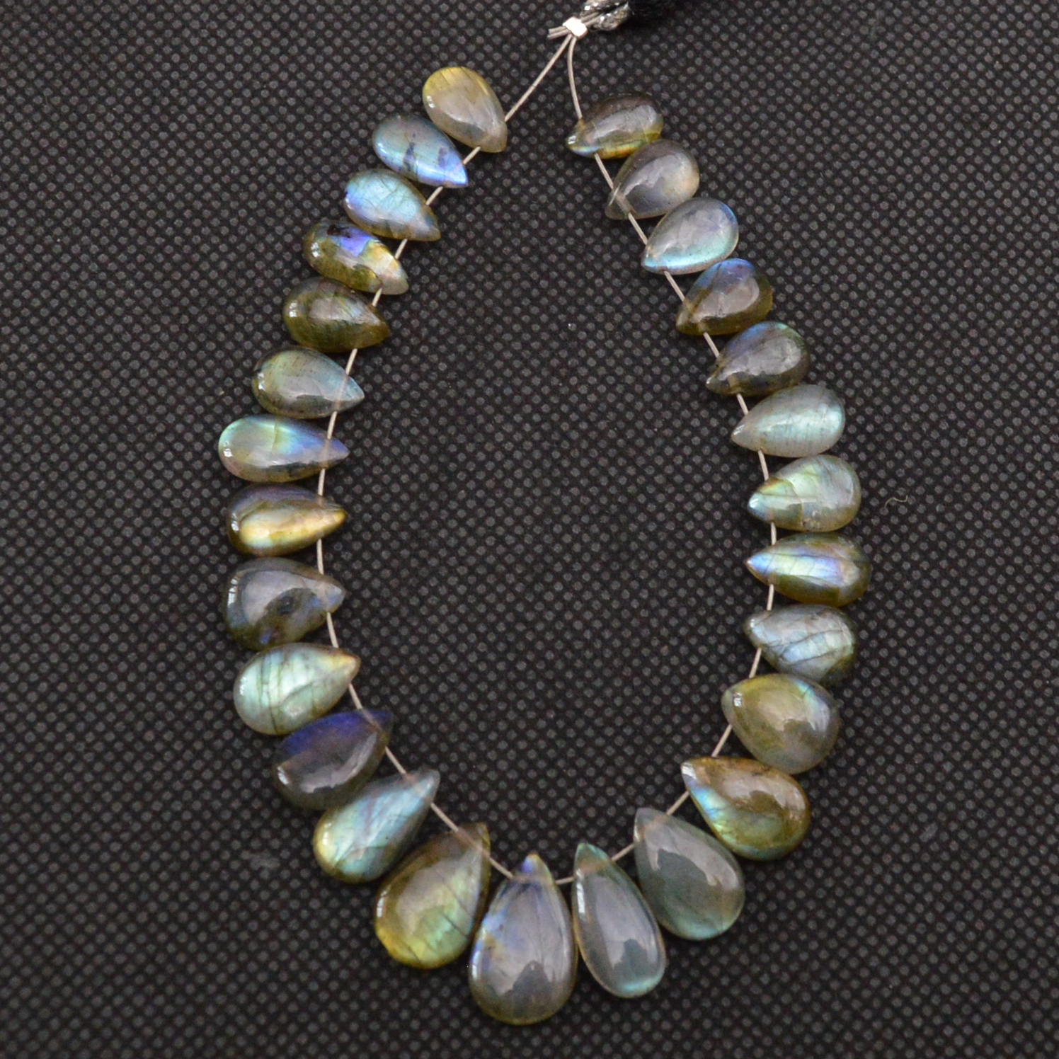 27 Pcs 67 Cts Natural Labradorite Side Drill Tear Drop Briolette Healing Crystal 13x9 9x5mm 18681