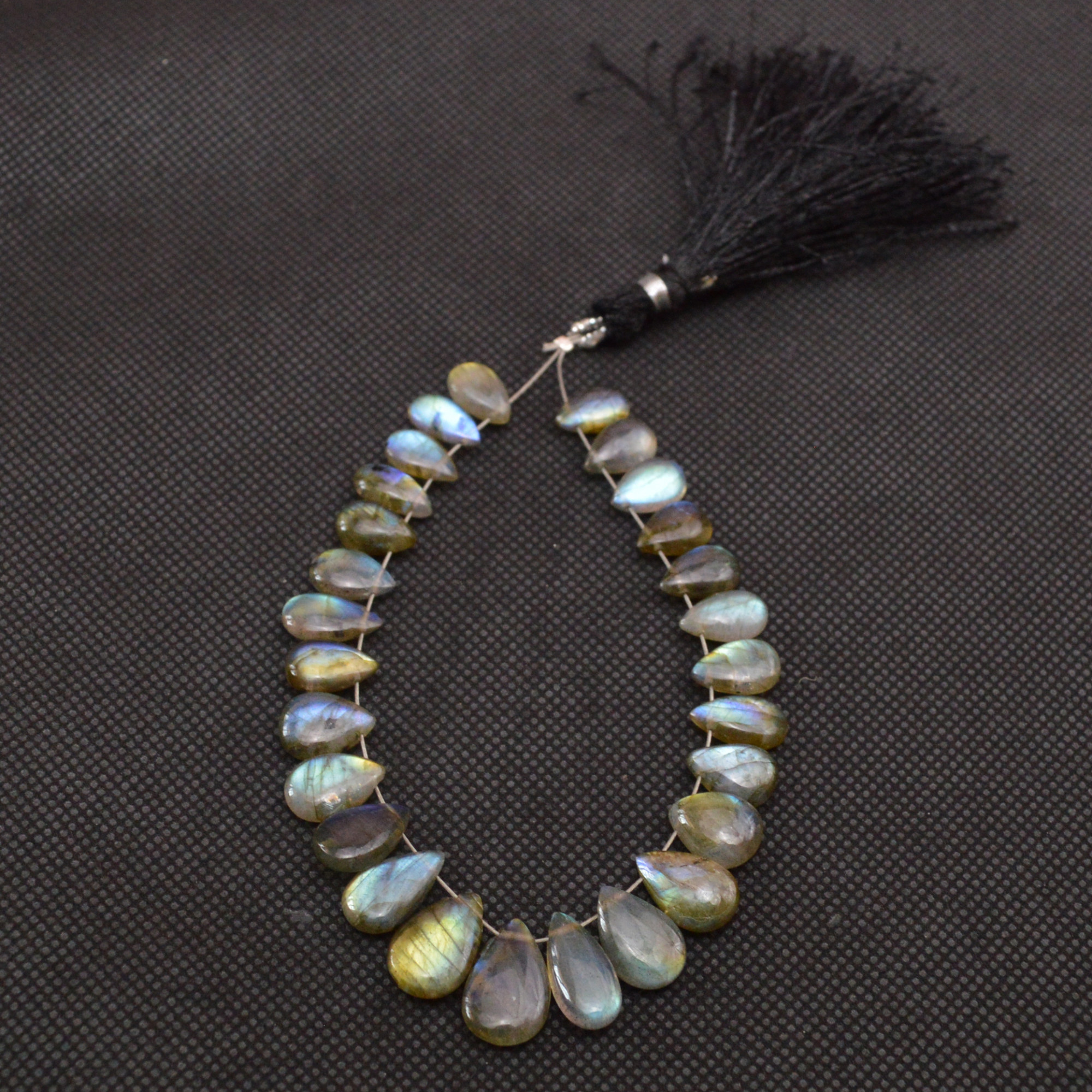 27 Pcs 67 Cts Natural Labradorite Side Drill Tear Drop Briolette Healing Crystal 13x9 9x5mm 18681