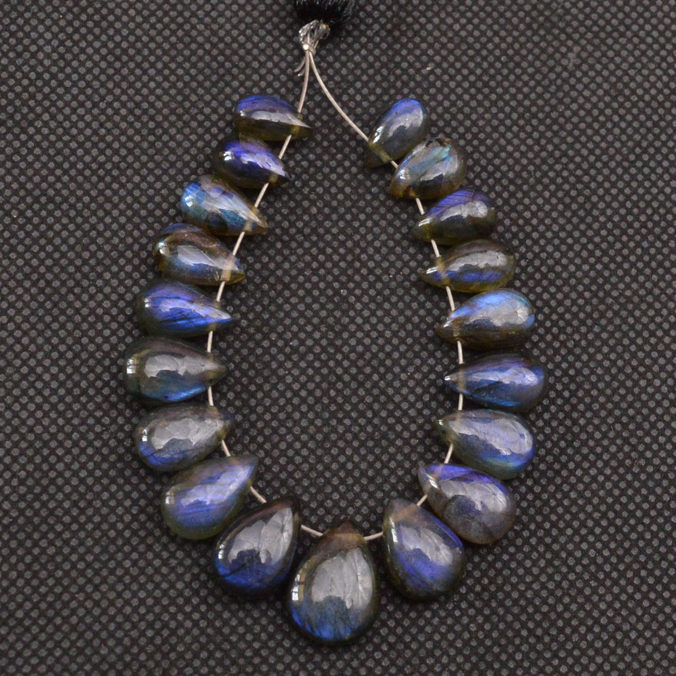 19 Pcs 75 Cts Natural Labradorite Side Drill Tear Drop Briolette Healing Crystal 13x9 9x4mm 18683